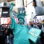 "No Kings" national day of protest in New York on Saturday.