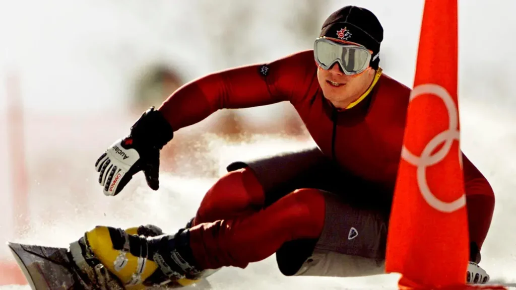 Ryan Wedding of Canada takes a practice run for the men's parallel giant slalom at the Salt Lake 2002 Winter Olympic Games in Park City
