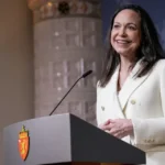 La gandora del Nobel de la Paz María Corina Machado hale